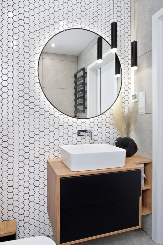 heksagon duży biały matowy raw decor ceramika dekoracyjna do łazienki